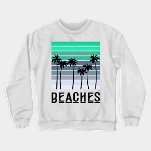 minimalistic blue summer palm tree beach Crewneck Sweatshirt